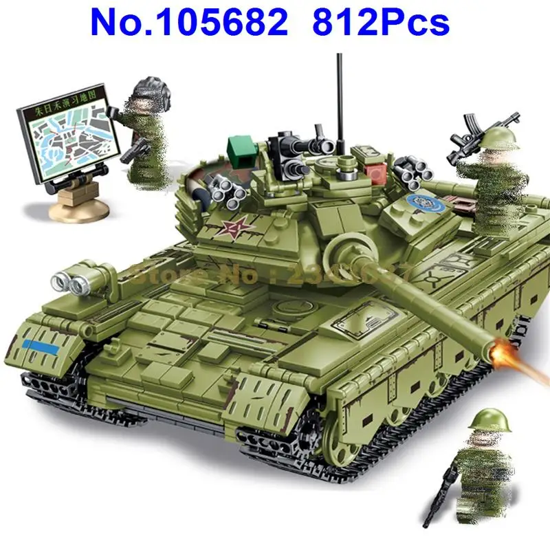 

105682 812pcs military 59 main battle tank army weapon ww2 building blocks Toy