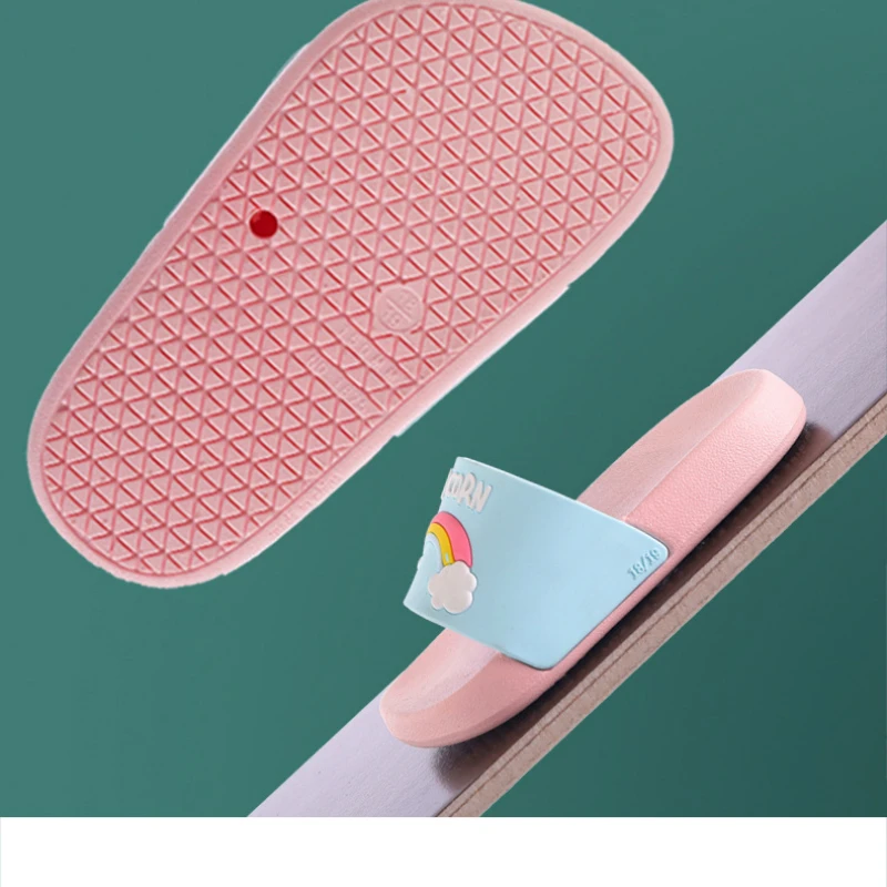 Kids Slippers Unicorn Home Slippers for Boy Girl Rainbow Shoes 2020 Summer Toddler Animal Kids Indoor Baby Slippers PVC Cartoon
