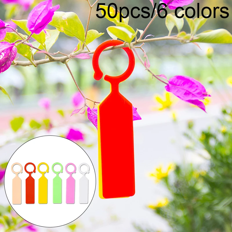 50PCS Plastic Plants Tags Nursery Garden Ring Label Pot Marker Stake Hanging Tags Greenhouse Bonsai Collar Tags