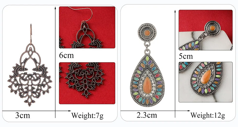 Ethnic Red Acrylic Tassel Earrings for Women Statement Indian Jewelry Vintage Bohemian Geometric Golden Metal Wedding Drop Earrings Gifts Wholesale Dropshipping (230)