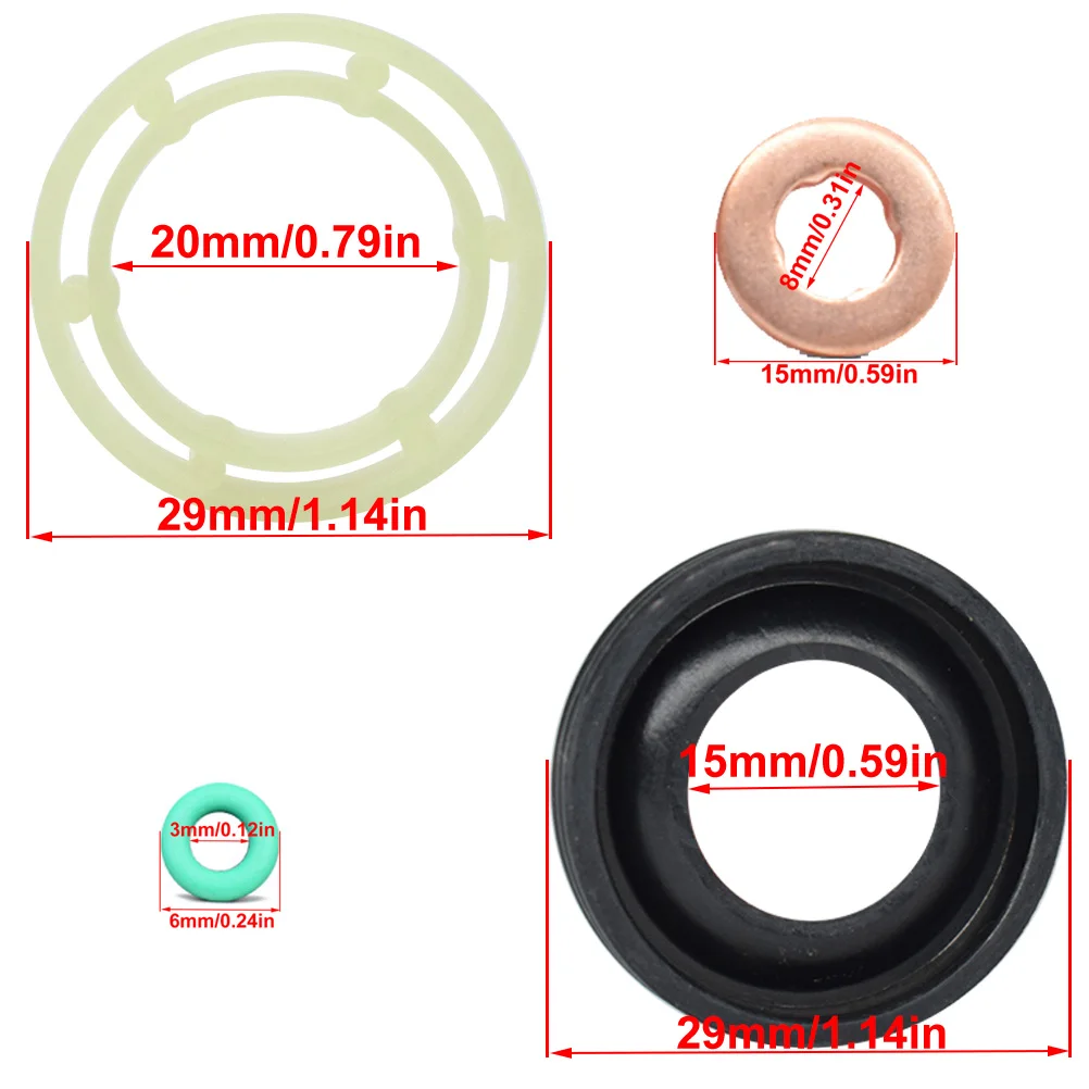 FUEL INJECTOR SEAL + WASHER + O RING SET FOR CITROEN BERLINGO C3 C4 PICASSO PEUGEOT 207 307 407 FORD C-MAX FIESTA FOCUS FUSION