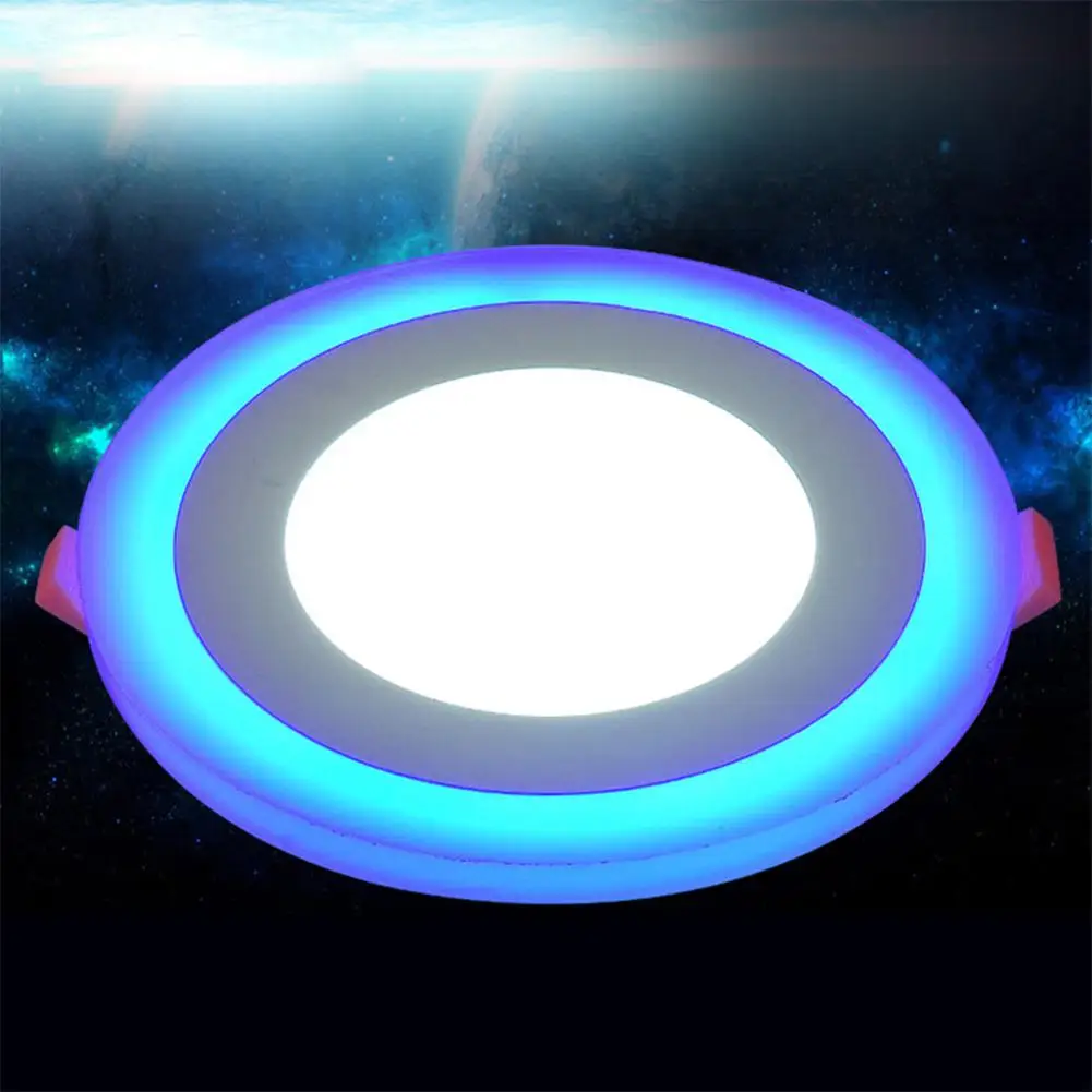 backlit panel Dual Color Acrylic LED Recessed Ceiling Panel Down Lights Ultra Slim Lamp for Indoor Office Restaurant 3+3W Blue+White Light panel light