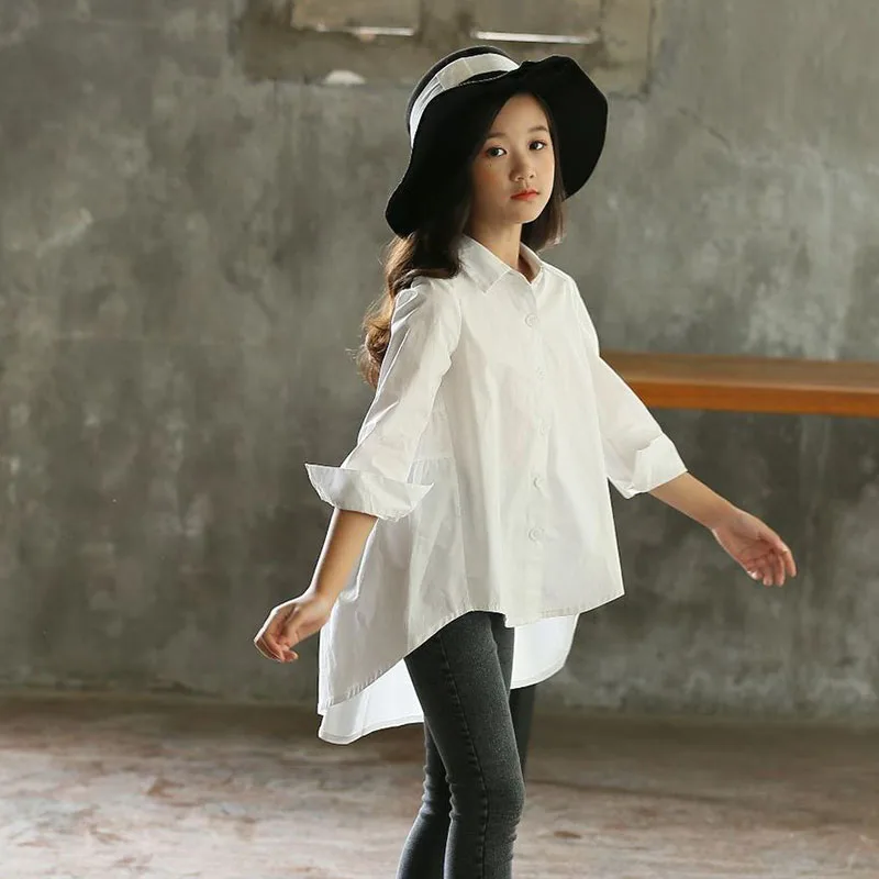 Split White T-shirts For Kids Girl 8 10 12 13 14 Years Long Sleeve Fashion  Cotton Tops For Children Girl Outfits Clothes - T-shirts - AliExpress