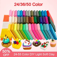 Jouet de bricolage en argile douce et légère pour enfants, 24/36/50 couleurs, Plasticine polymère sèche à l'air, jouet éducatif en argile légère colorée sûre, cadeau pour enfants
