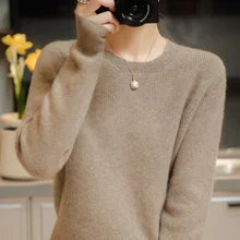 

LONGMING Women Pullover 100% Merino Wool Sweater Traf Autumn Winter Warm Knitted Sweater Jumpers Female Knit Top Women Clothing
