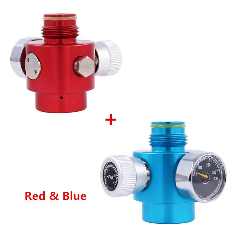 SPUNKY 2pcs/lot Airsoft PCP Paintball Tank Cylinder Adjustable Compressed Air Regulator Output Pressure 0-300 PSI - Цвет: Red and Blue