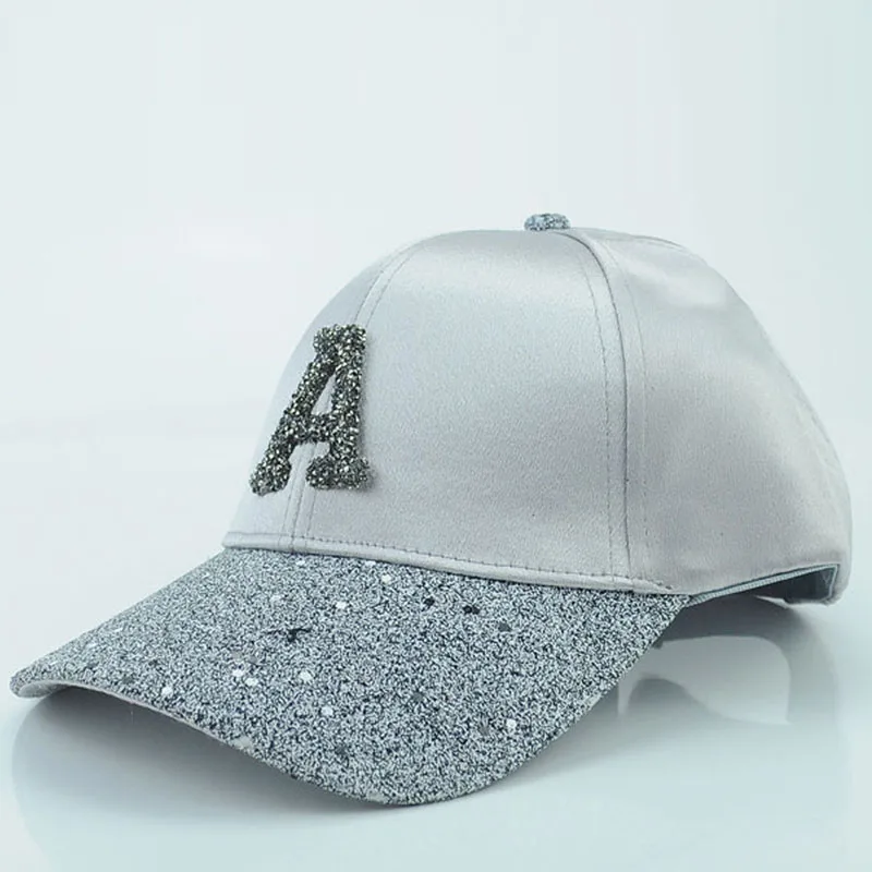 Women's Rhinestone Sequin Letter Baseball Cap Summer Adjustable Sun Hat