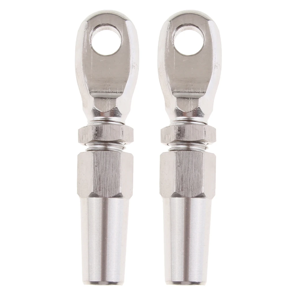 2x 4mm 316 Stainless Steel Wire Rope Swageless Eye Terminal End Compression 2x 4mm 316 Stainless Steel Wire Rope Swageless Eye Terminal End Compression