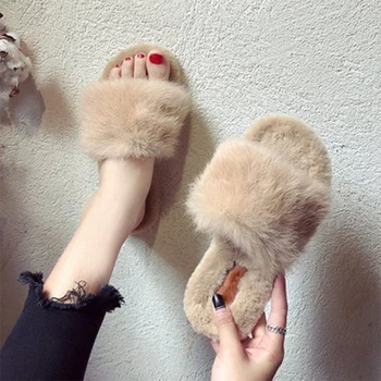 

2020 Slippers Woman Short Plush Casual Flats Ladies Solid Women Fashion Women's Comfortable Female Non Slip Warm Shoes