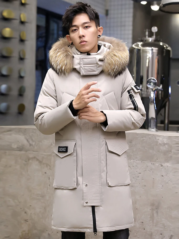 AYUNSUE, куртка на белом утином пуху, мужские корейские зимние пальто, большой меховой воротник, мужской пуховик, пуховик, теплая парка Abrigo 1896 YY1989