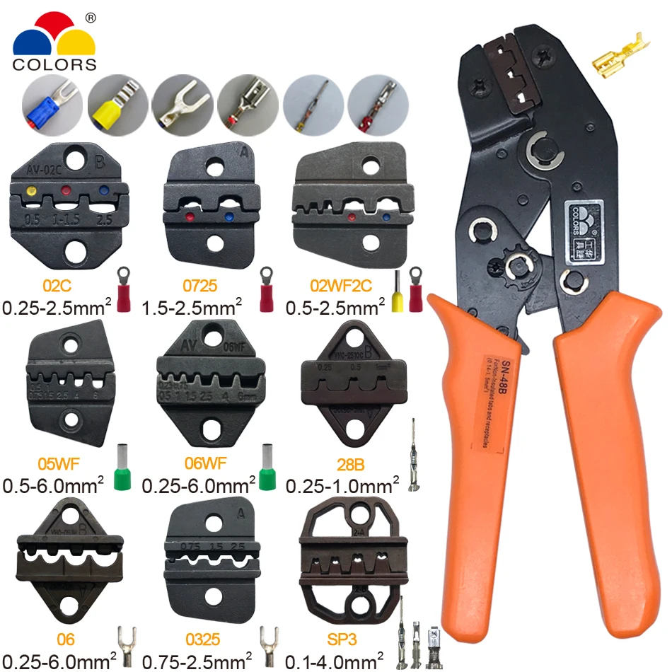 

crimping tool sn-48b 9 jaws kit crimper crimping pliers for 2.54/3.96/2.8/4.8/6.3 terminals alicate krimptang hand tool