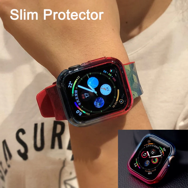 

360 Slim Watch Cover case for Apple Watch Case 4 3 2 Screen Protector 44mm 40mm Soft Clear TPU for iWatch 4 44MM 40MM