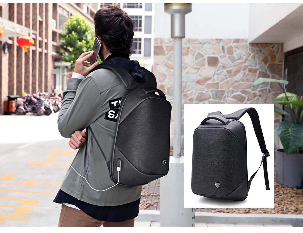 Мужская сумка ARCTIC HUNTER, рюкзак с usb зарядкой, разъем для наушников, Противоугонный рюкзак для ноутбука 15,", водонепроницаемый, бизнес, большая дорожная сумка