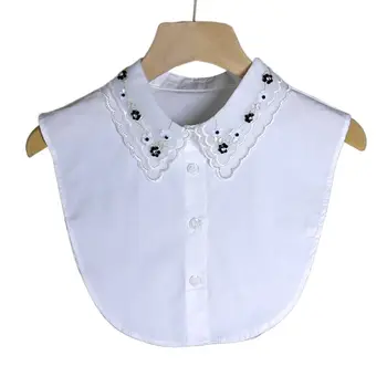

New Womens Rhinestone Flower Fake Collar Embroidered Sweater Detachable Half-Shirt