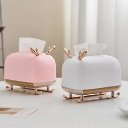 Caja de pañuelos de plástico modelo ciervo, soporte de papel higiénico, decoración nórdica para sala de estar, soporte para servilletas de cocina