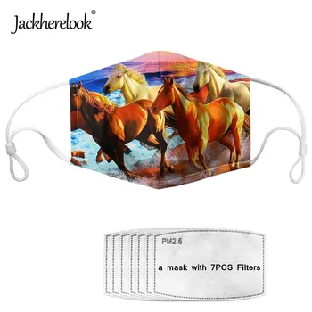 

Jackherelook Reusable Mouth Cover Mask Horse On The Beach Pattern 7pcs PM2.5 Filter Dustproof Anti Haze Maske For Kids Boys