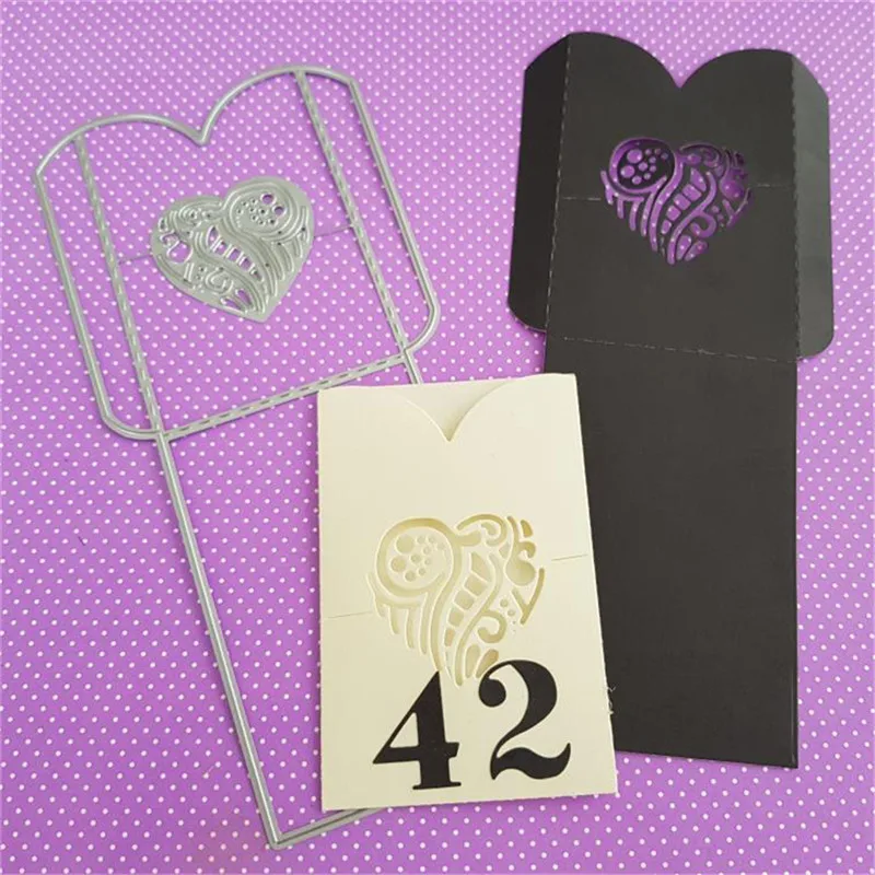 

Naifumodo Hollow Heart Envelope Metal Cutting Dies Bag Box Dies for DIY Scrapbooking Card Album Embossing Die Cut New Template