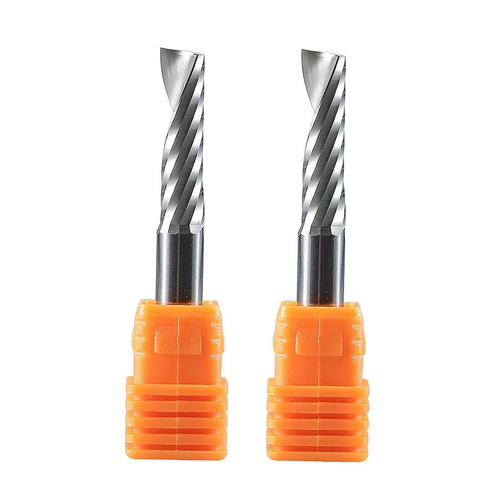2Pcs 6mm Single Flutes Spiral End Mill Carbide Router Bit For Aluminium 6*22mm