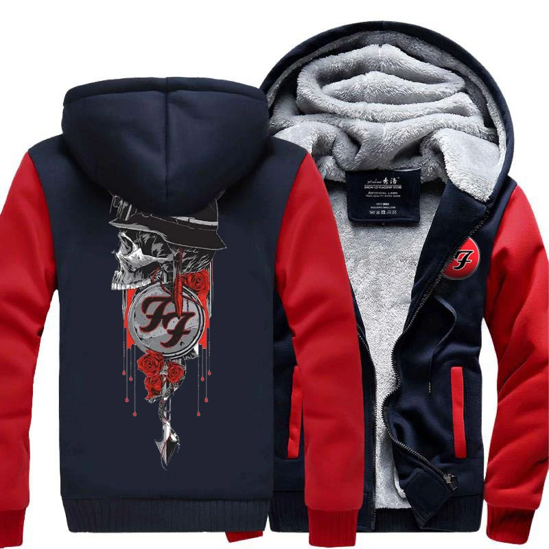 navy red-1 Мужская зимняя толстовка из плотного флиса на молнии с капюшоном, толстовка с логотипом, разноцветная, теплая, повседневная, Спортивная, Прямая поставка - Цвет: navy red-1