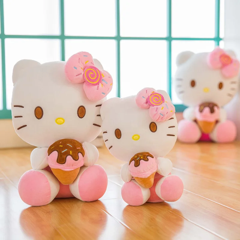 

New Style Hellokitty Ice Cream hello kitty Doll Extremely Soft down Cotton KT Cat Plush Toys Send Girl'S