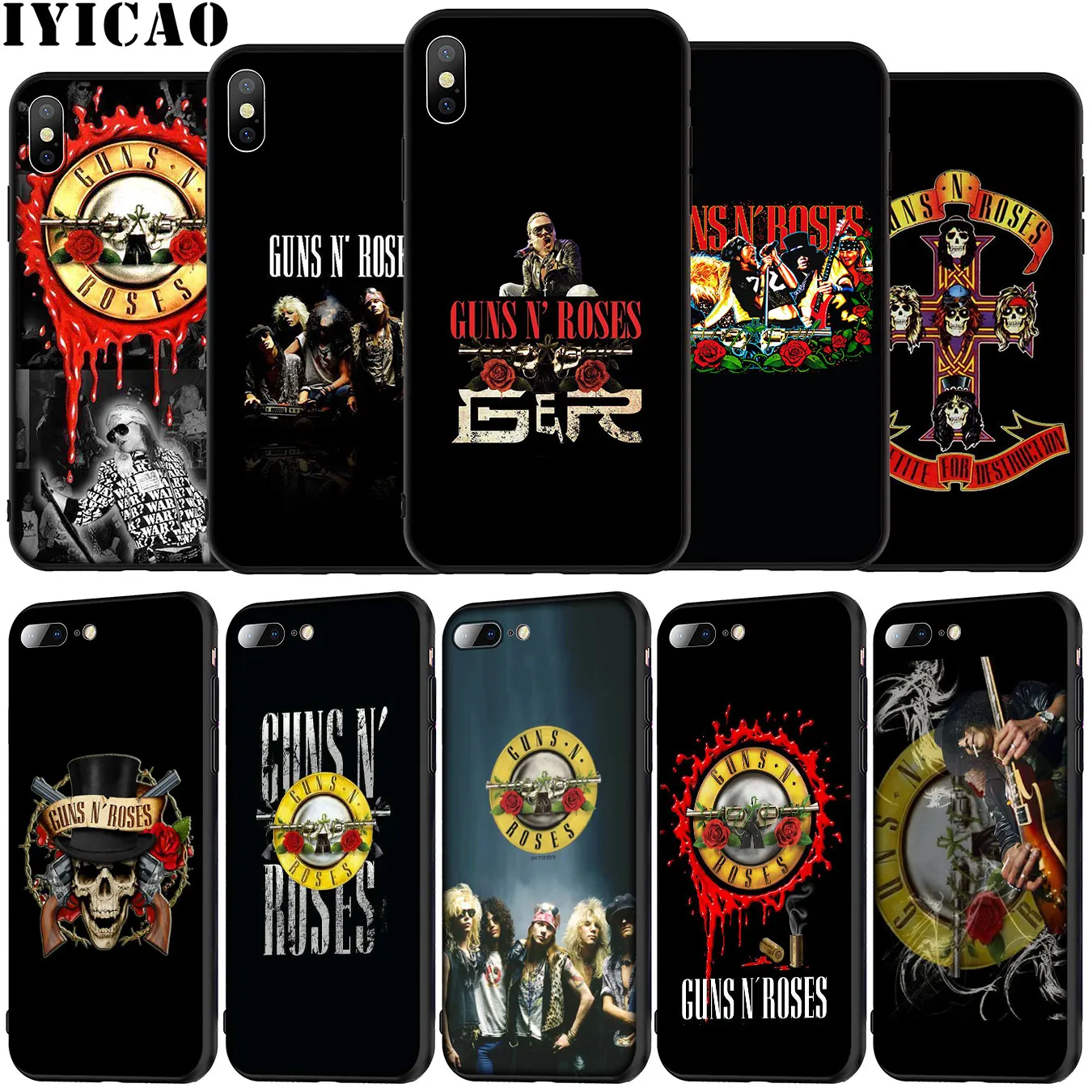 Мягкий силиконовый чехол guns n roses Guns n'roses для iPhone XR X XS 11 Pro Max 5 5S SE 6 6S 7 8 Plus из ТПУ |