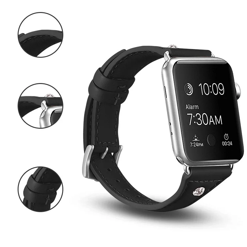 Ремешок из натуральной кожи для Apple Watch band 5 4 iwatch 42 мм 38 мм 44 мм 40 мм pulseira correa браслет умные часы аксессуары петля
