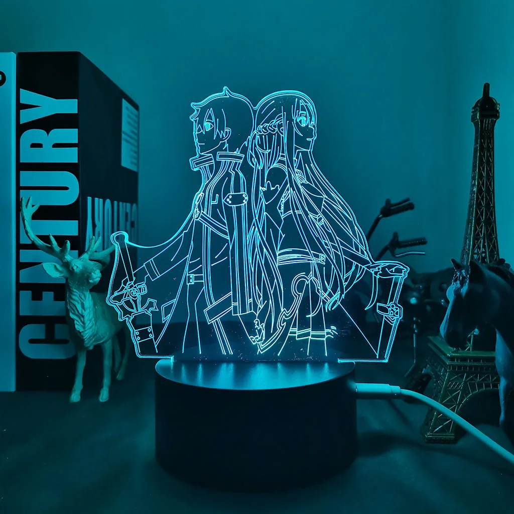 night stand lamps Anime Sword Art Online Figure 3d Led Night Light for Bedroom Decor Nightlight Birthday Gift Table Room Lamp Manga SAO 3d night light