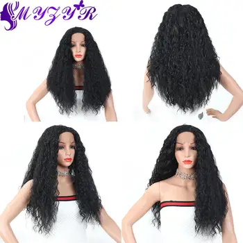 

ZYR 26inches Long Water Wave 13X3 Lace Front Wig Middle Parting High Temperature Heat Resistant Synthetic Fiber Hair