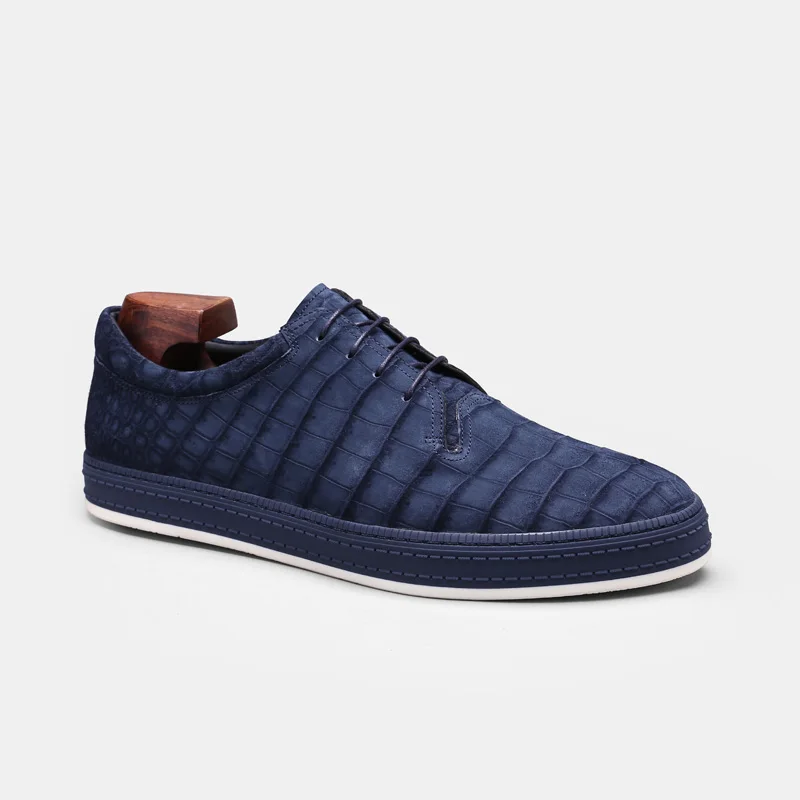 DIMY/ г. Ручная работа, изготовленная на заказ, Высококачественная обувь из крокодиловой кожи мужская официальная деловой галстук с диким острым носком, повседневная обувь - Цвет: Blue
