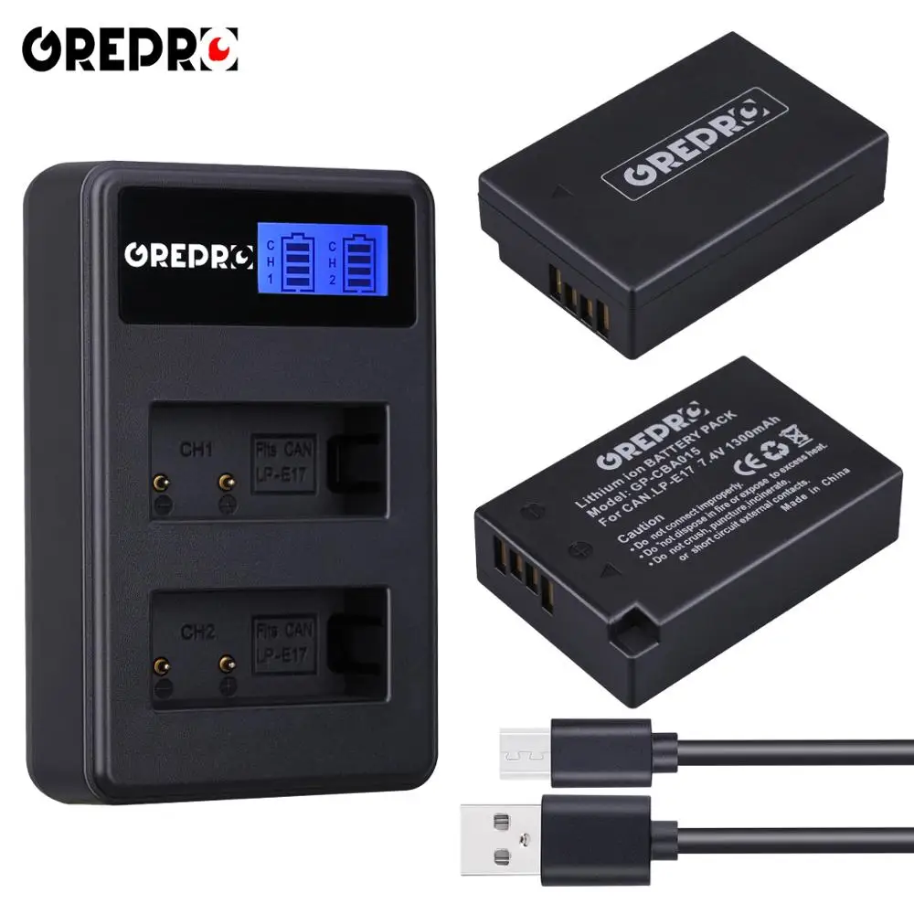 GREPRO LP-E17 LPE17 цифровая камера батарея akku+ ЖК USB двойное зарядное устройство для Canon EOS 200D M3 M6 750D 760D T6i T6s 800D 8000D