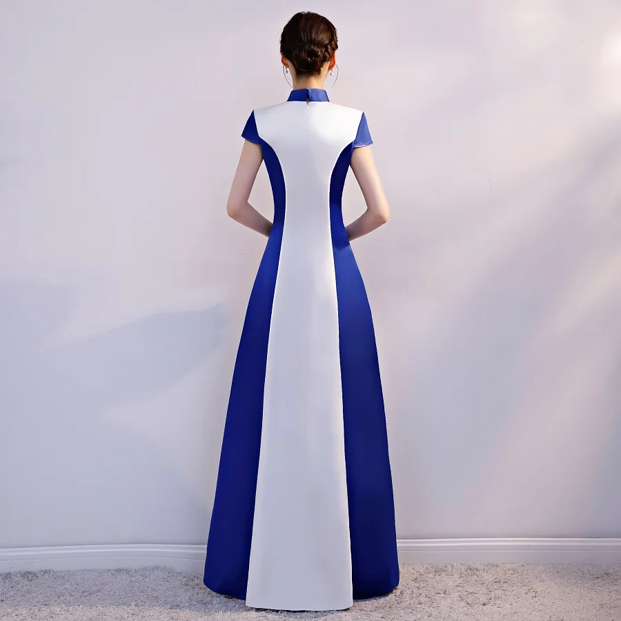 Элегантное женское тонкое платье с воротником-стойкой, длина до пола, Cheongsam, большой размер 3XL, китайское традиционное платье с цветочной вышивкой, Qipao