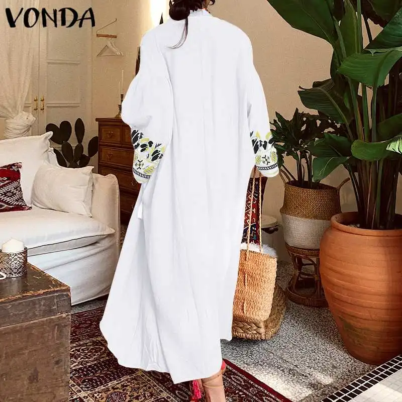 Сексуальное длинное платье с v-образным вырезом VONDA, женское платье, осенние платья с длинным рукавом, винтажные макси платья размера плюс ве... Сексуальное длинное платье с v-образным вырезом VONDA, женское платье, осенние платья с длинным рукавом, винтажные макси платья размера плюс ве...
