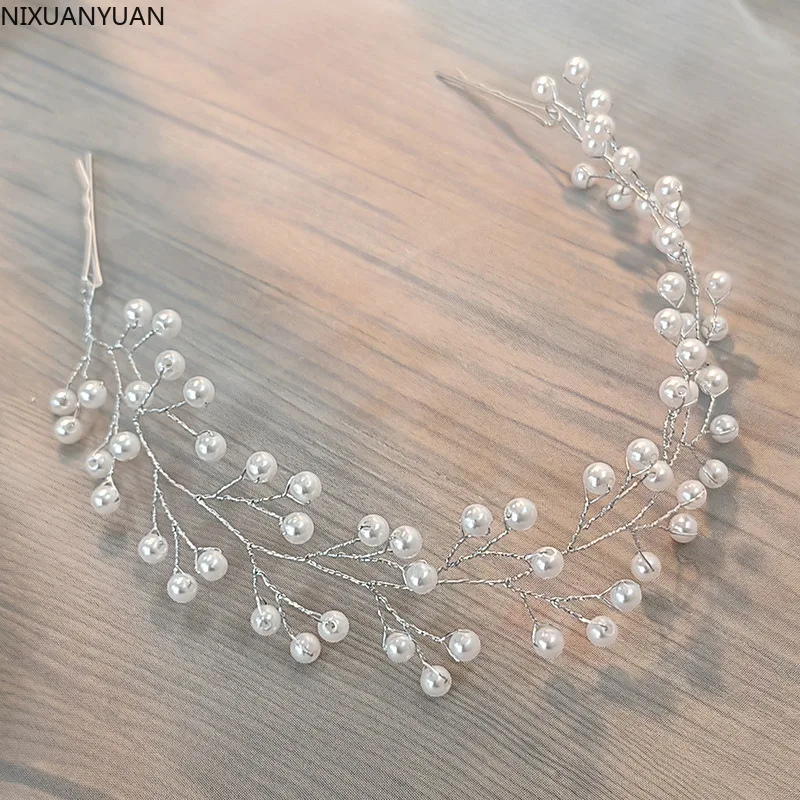 

Wholesale Headbands Wedding Hair Accessories Handmade Hair Decoration Pearl Head Wear Hair Ornament for Bride Girls Headdress