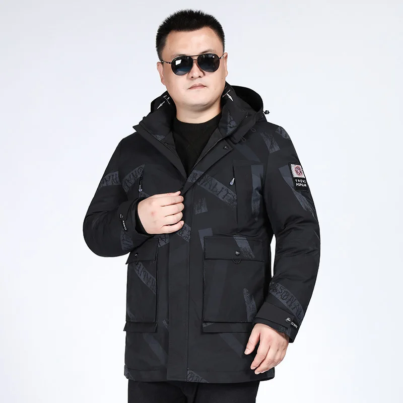 

Plus Fat plus Size Down Jacket Winter Fat Man Leisure Men Fat Down Coat Unloading Cap Medium Length Money Down Jacket