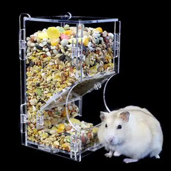 

Hamster Rabbit Food Dispenser Feeder Plastic Clear Automatic Pet Feeder For Hamster Guinea Pigs Food Bowl Container