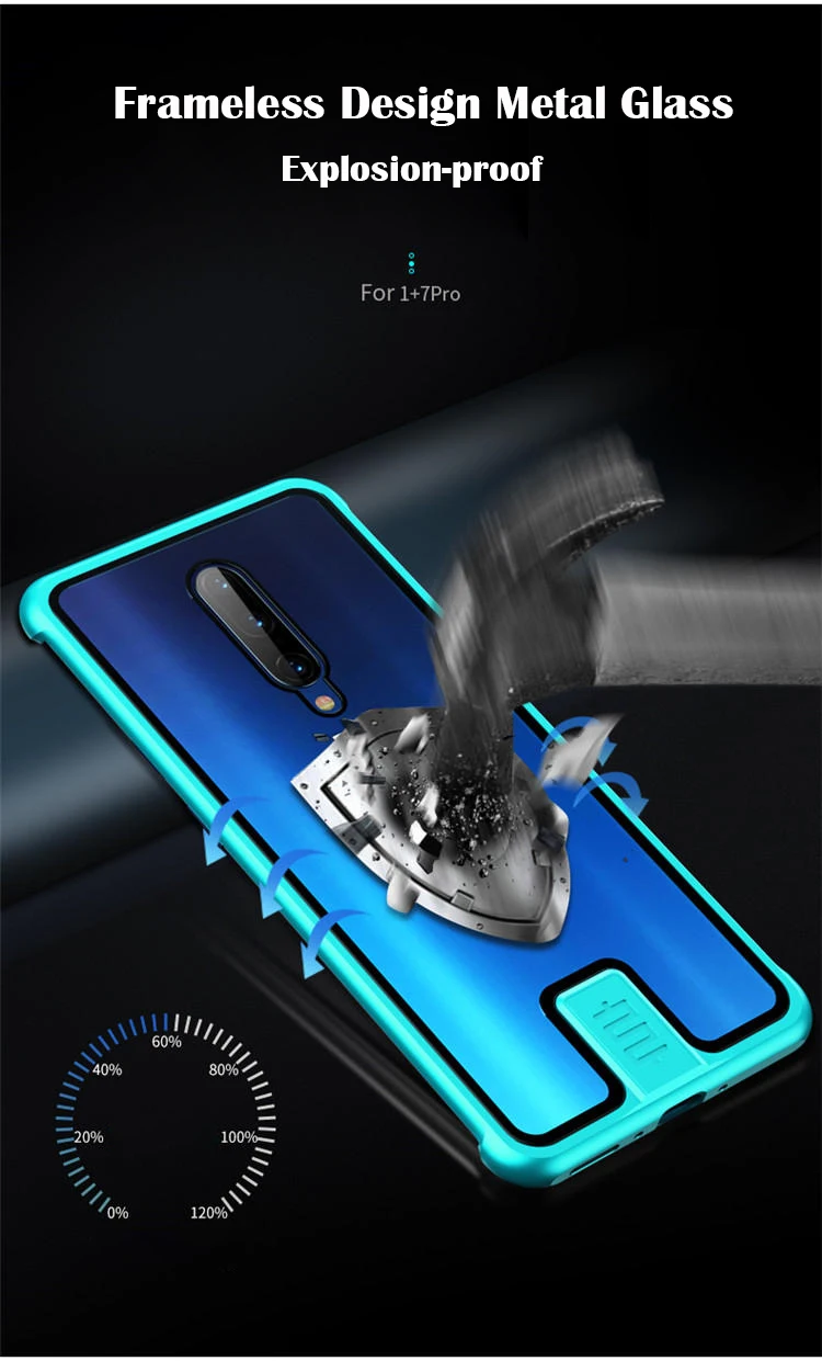 Роскошное Безрамное алюминиевое бампер чехол для телефона для Oneplus 7 Pro металлическая рамка+ закаленное стекло чехол для Oneplus 7 противоударный чехол