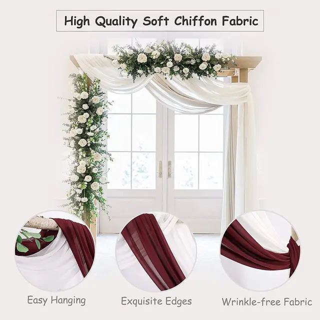 Chiffon Wedding Arch Draping Fabric,75*600CM Wedding Arch Drapes