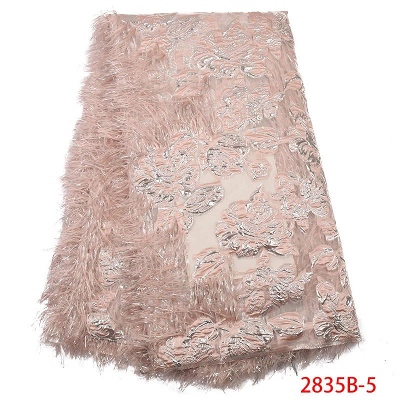 

Newest Jacquard Brocade Fabric,Hot Sale Tulle Fabric Lace with Feather,2019 Brocade Lace Fabric for Women Dresses KS2835B-5