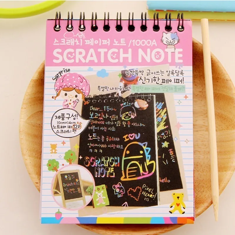 Творческий DIY Sketchbook черный картон детская Живопись Рисунок бумага для заметок игрушка блокнот канцелярские принадлежности для школы товары для магазина 016044