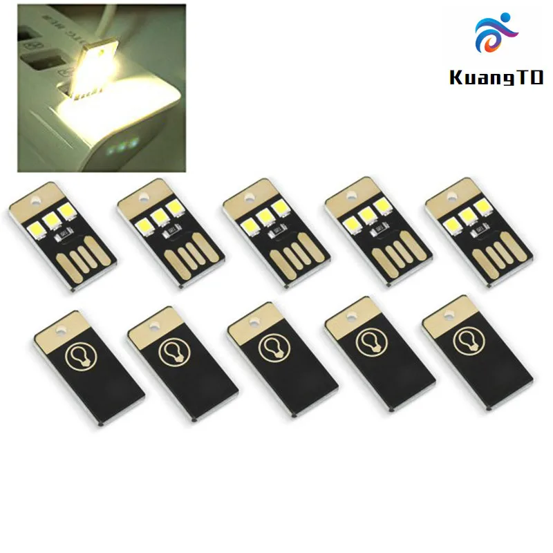 

5PCS Mini Creative Ultra Thin Mobile LED Lamp USB Lamp Mini Creative USB Night Camping Lamp Nightlight Chips Pocket Card Lamp