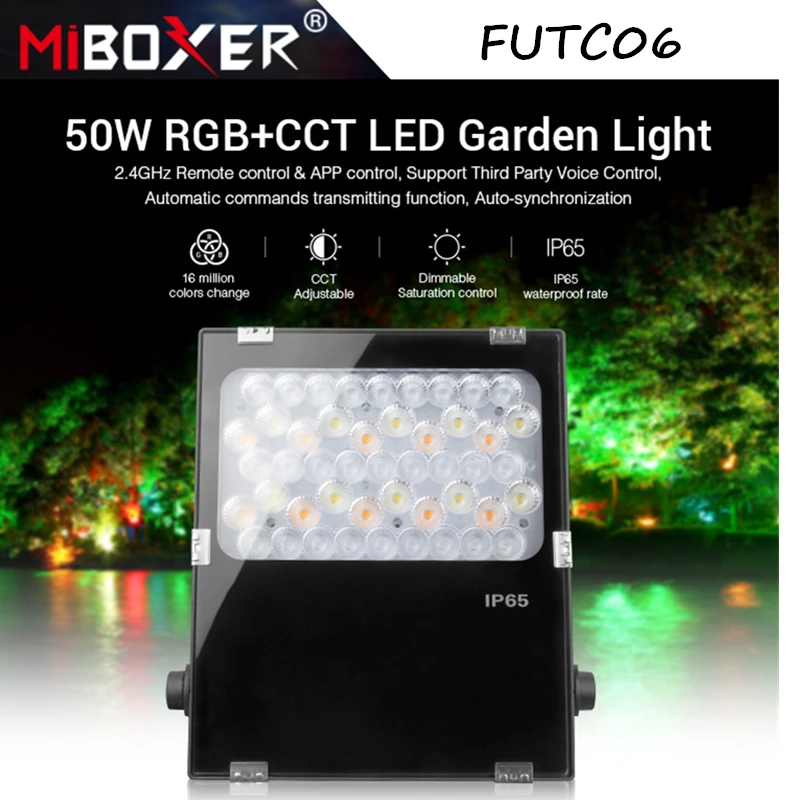 MiBoxer FUTC06 50 Вт RGB + CCT светодиодный садовый светильник AC85 265V IP65 водонепроницаемая