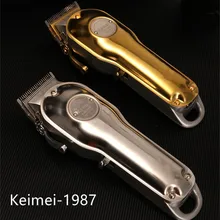 Kemei 1987 100-240 В профессиональная электрическая полностью Металлическая машинка для стрижки волос Беспроводная Машинка для стрижки волос Мужская Серебристая Золотая машинка для стрижки волос