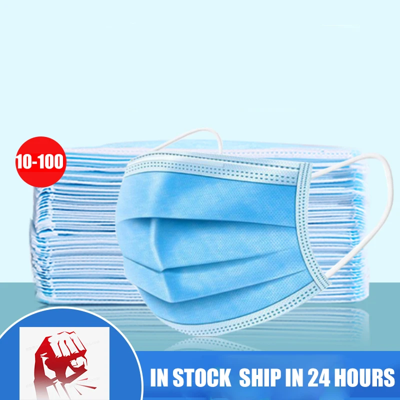 

10/20/50pcs Anti-Pollution Dust 3 Layer Protection Disposable Face Masks Elastic Ear Loop Disposable Filter Safety Hygiene Mask