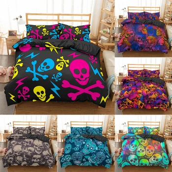 

Fashion 3D Skull Bedding Set Digital Print Duvet Cover Pillowcase 2/3 Pcs Bed Set /Single/Twin/Double/Full/ Queen/ King Size