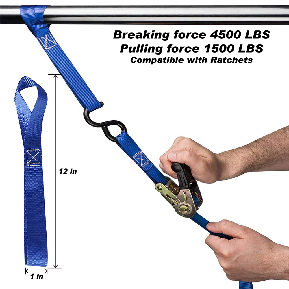 6X Soft Loop Tie Down Straps Ratchet 4500lbs Safe Luggage Ratchet Car Motorcycle
