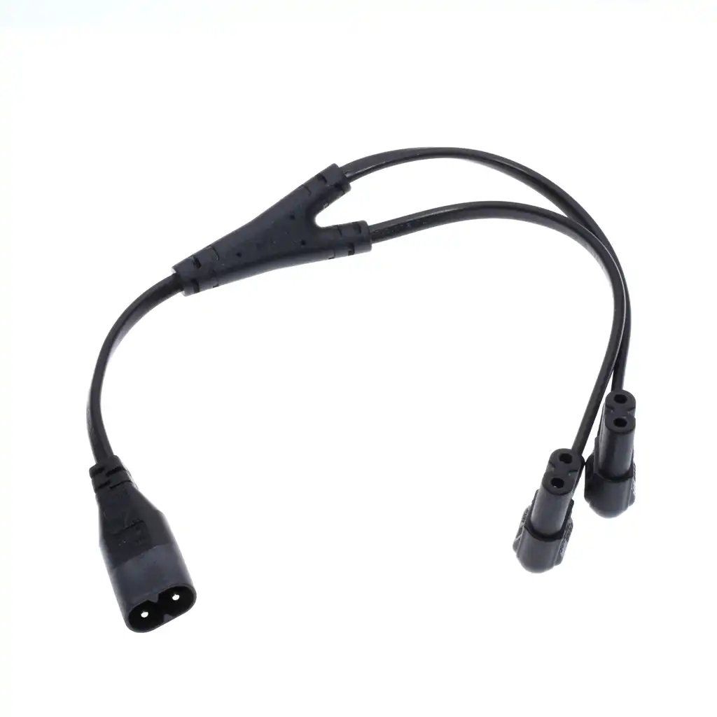 IEC320 C8 to 2X C7 Y Split AC Power Cord, IEC Figure 8 Male to 2 Female