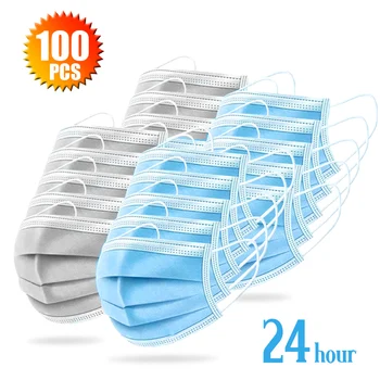 

100pcs Disposable Mask Daily Protective Mask Anti Fog Dust-proof Non-woven Melt Blown 3-layer Mask Mascarilla antipolvo