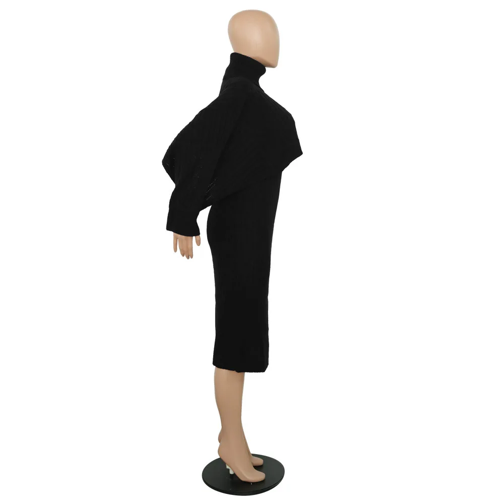 GBYXTY, осенне-зимний вязаный комплект из двух предметов, свитер с длинными рукавами и воротником под горло и платье, вечерние комплекты, ZL515