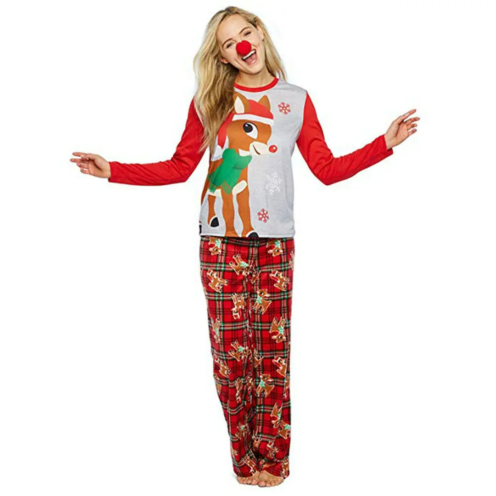 Fashion Christmas Pajamas Set Family Matching Clothes Fashion Adults Sleepwear Nightwear Cartoon Deer Xmas Santa Two Piece