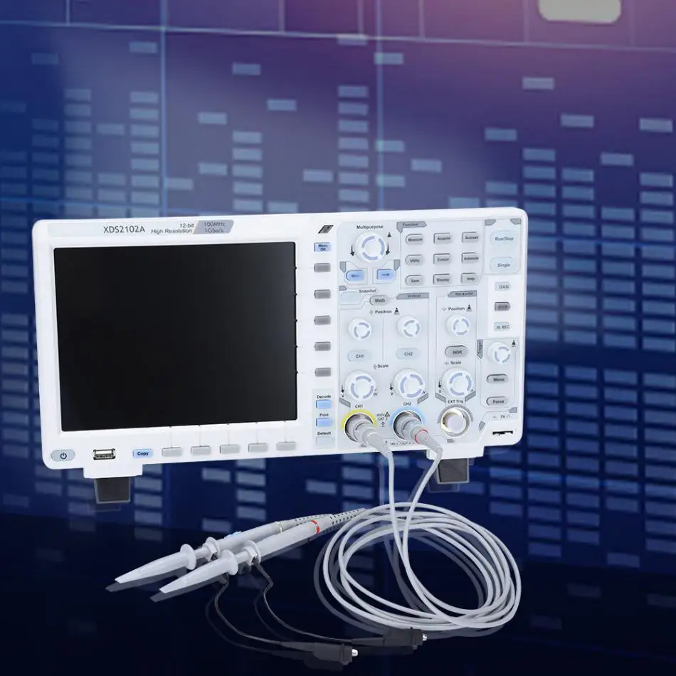 Owon XDS2102A 100 МГц с высоким разрешением ацп цифровой осциллограф инструменты АЦП декодирование ЕС вилка с высоким разрешением измерительный прибор